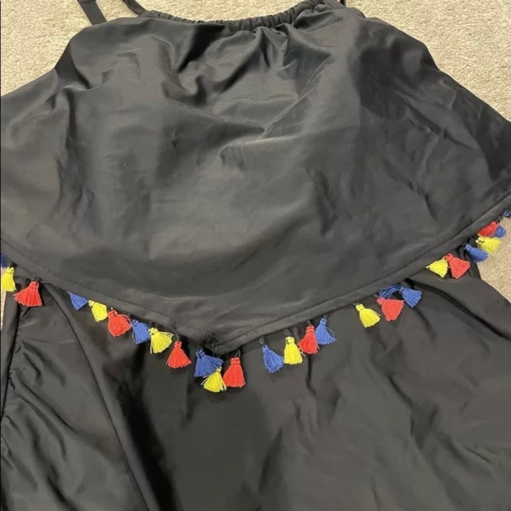 Lane Bryant High Neck Multicolored Tassel Tank 18